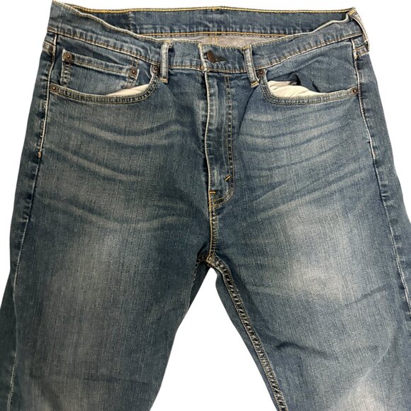 Levis 505 Straight Leg Zip Fly Mens Blue Jeans Size 36x 32 Red Tag - Picture 2 of 7